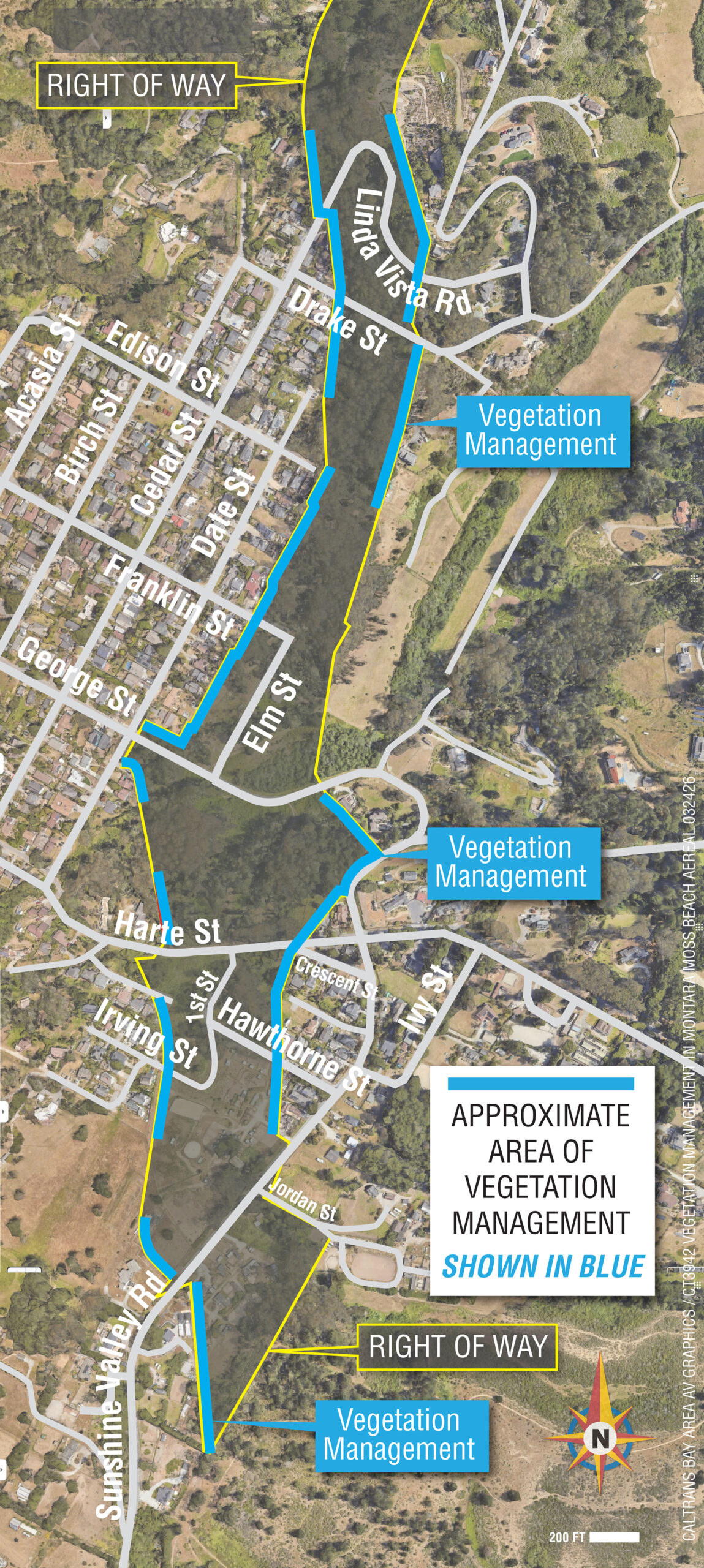 Map of Caltrans Bypass Fuels Reduction Project
